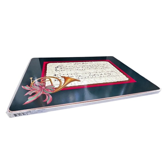 Pimpernel Festive Scroll Christmas Placemats 4 Set Cork Back Holiday Table Mats - Picture 4 of 8